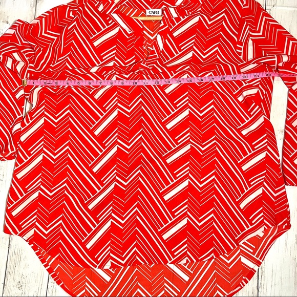 Cato Large Orange White Chevron Hi-lo split neck - Picture 3 of 6